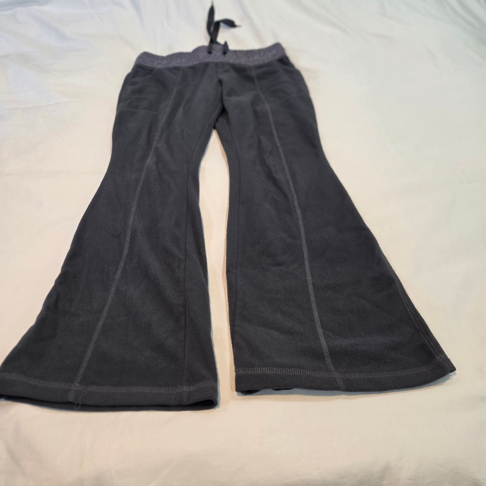 Old Navy Fleece Pants Womens Medium Gray Good Flare Leg Drawstring Microfleece